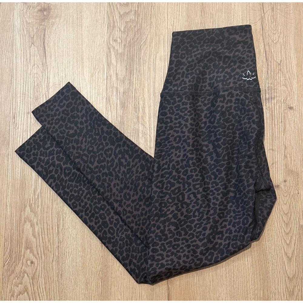Beyond Yoga Women Leopard Print High Waisted Leggings Brown Black Active Size M